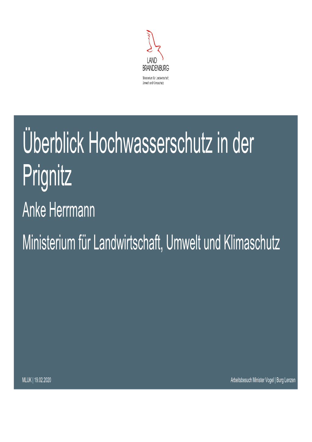 Vortrag: Überblick Hochwasserschutz in Der Prignitz