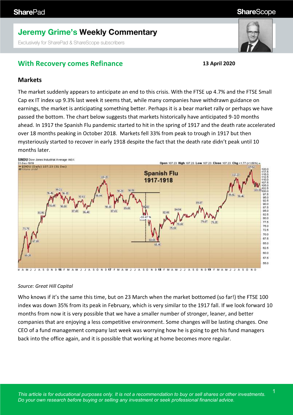 With Recovery Comes Refinance 13 April 2020