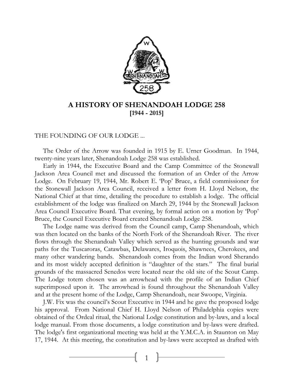 1 a History of Shenandoah Lodge