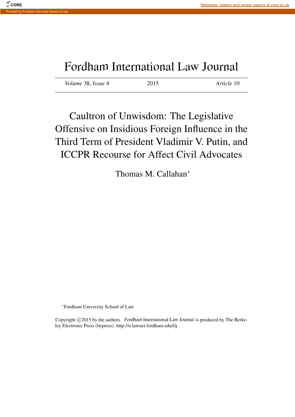 Fordham International Law Journal