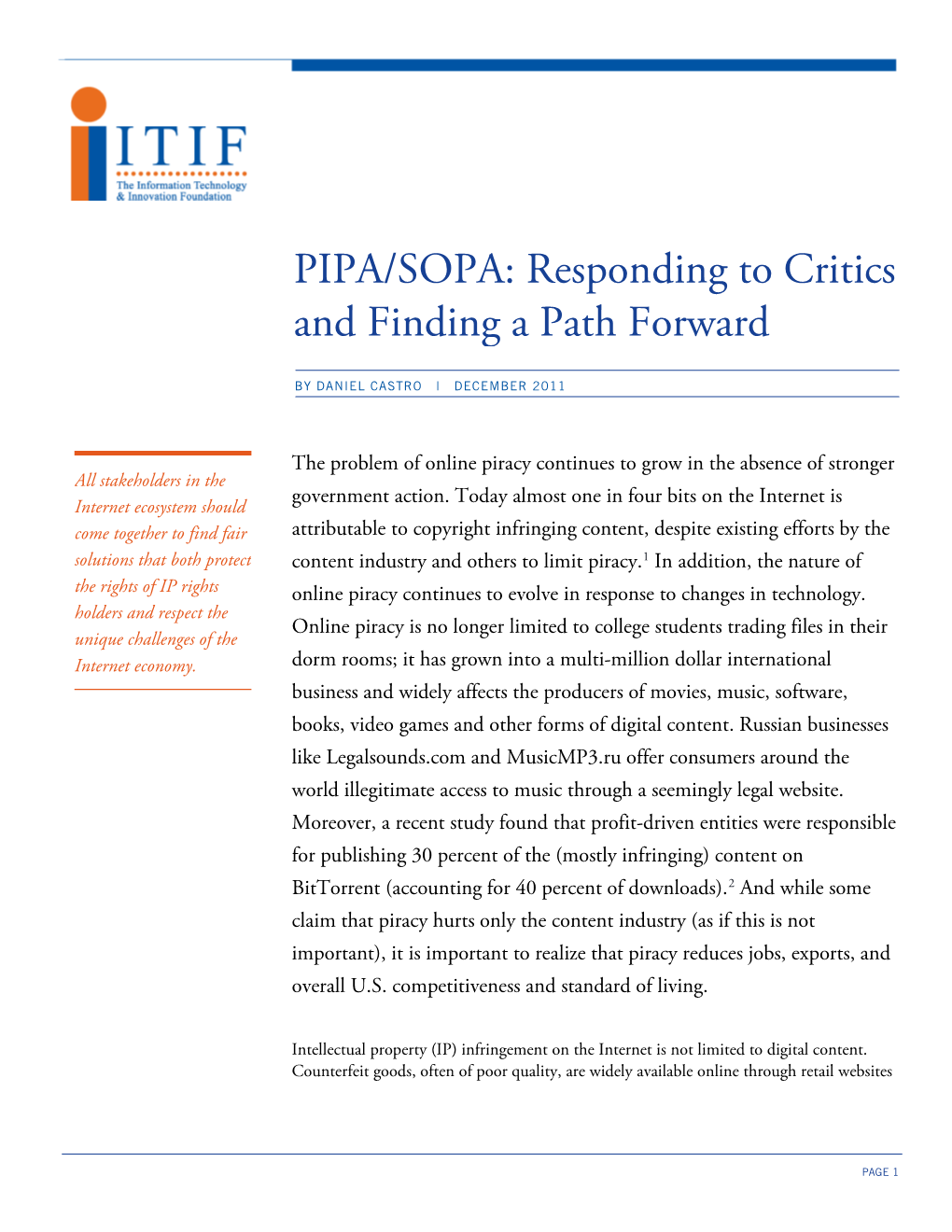 PIPA/SOPA: Responding to Critics and Finding a Path Forward