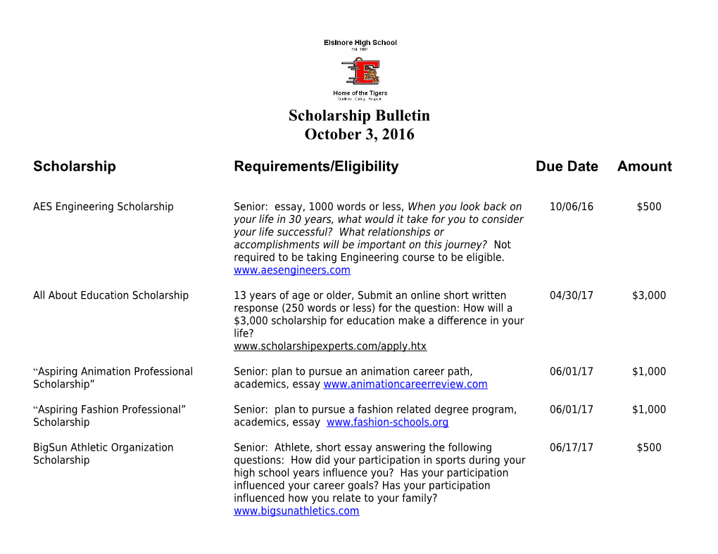 Scholarship Bulletin