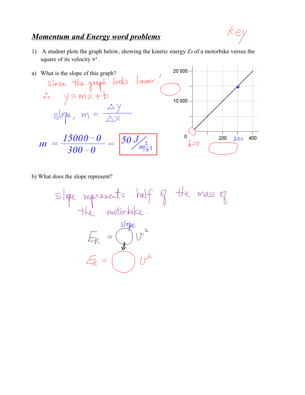 Momentum and Energy Word Problems