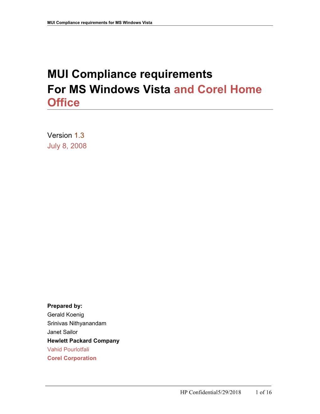 MUI Requirements Document