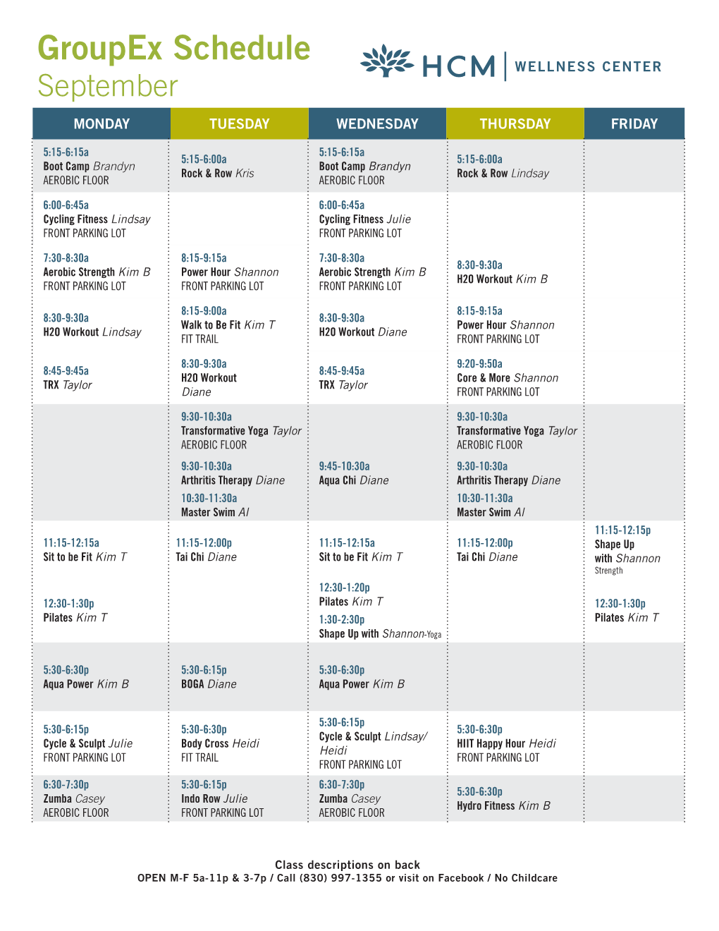 Groupex Schedule September