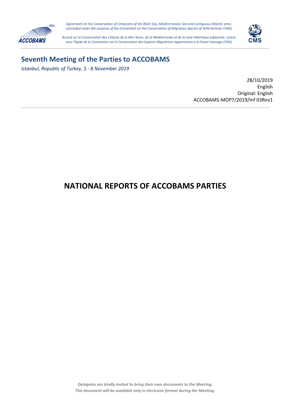 National Reports of Accobams Parties