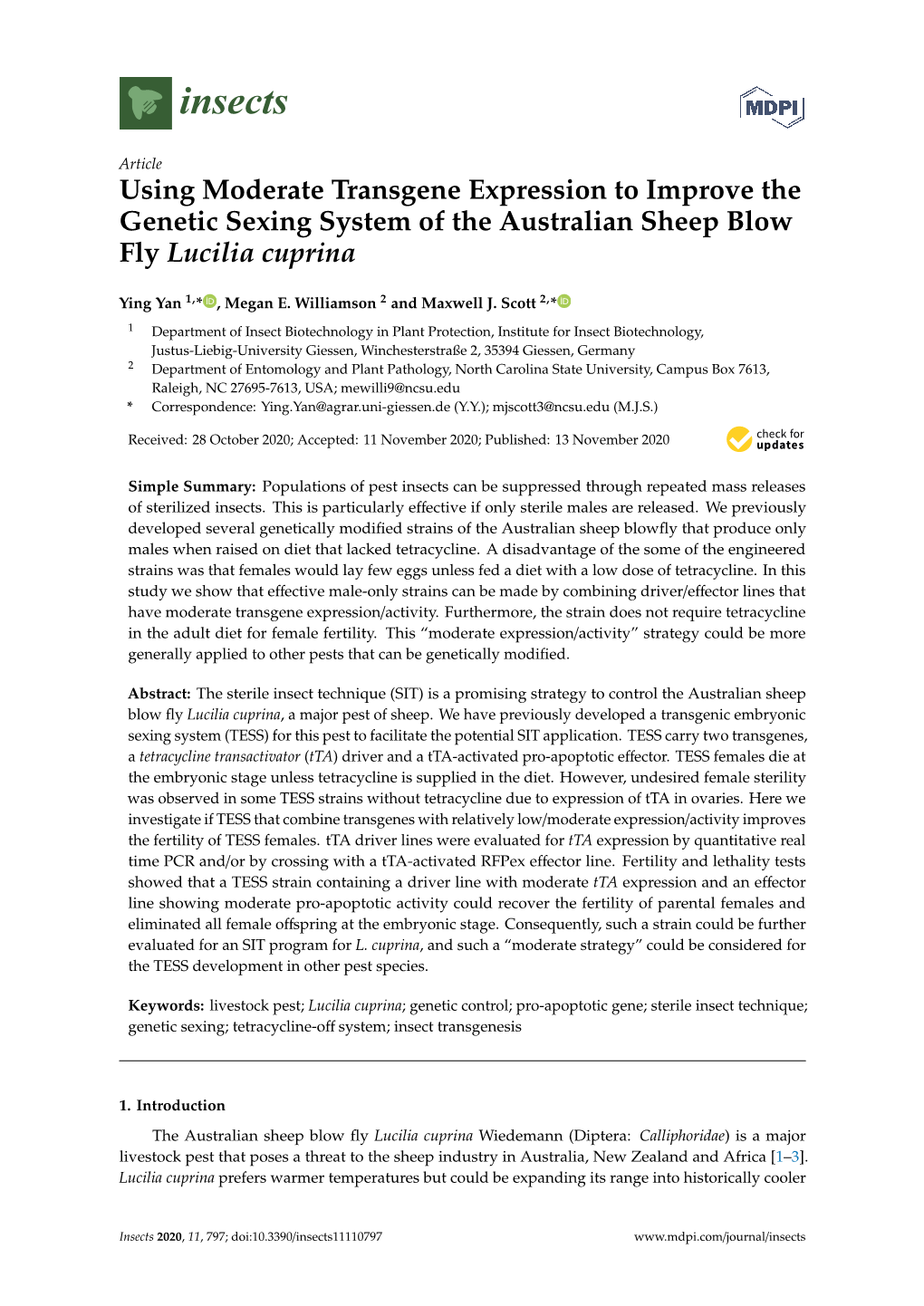 Using Moderate Transgene Expression to Improve the Genetic Sexing System of the Australian Sheep Blow Fly Lucilia Cuprina