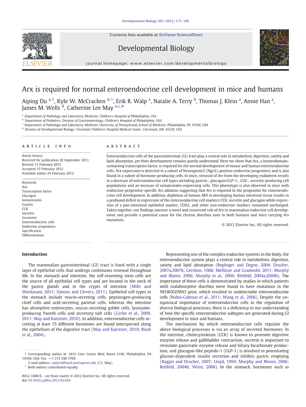 Developmental Biology 365 (2012) 175–188