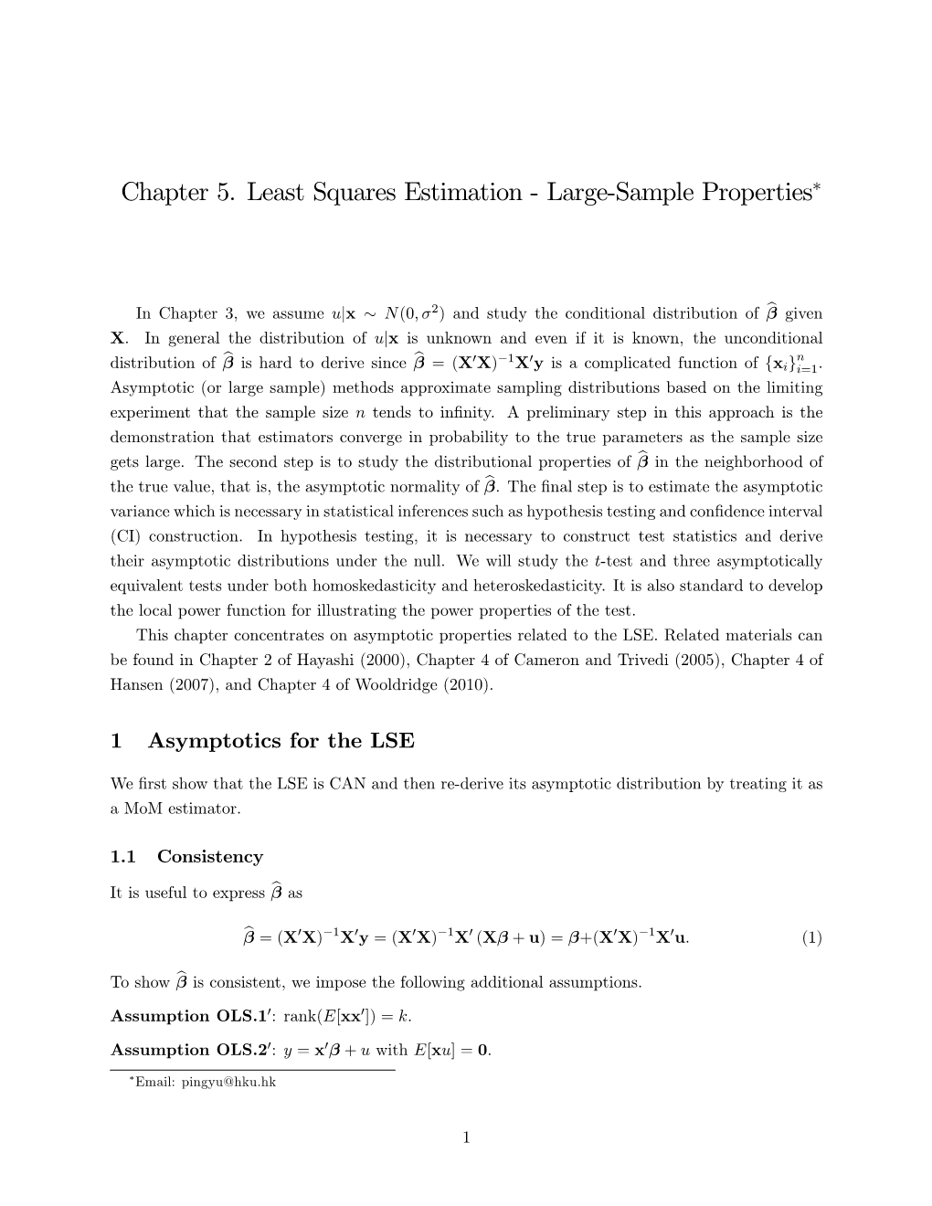 Least Squares Estimation-Large Sample Properties