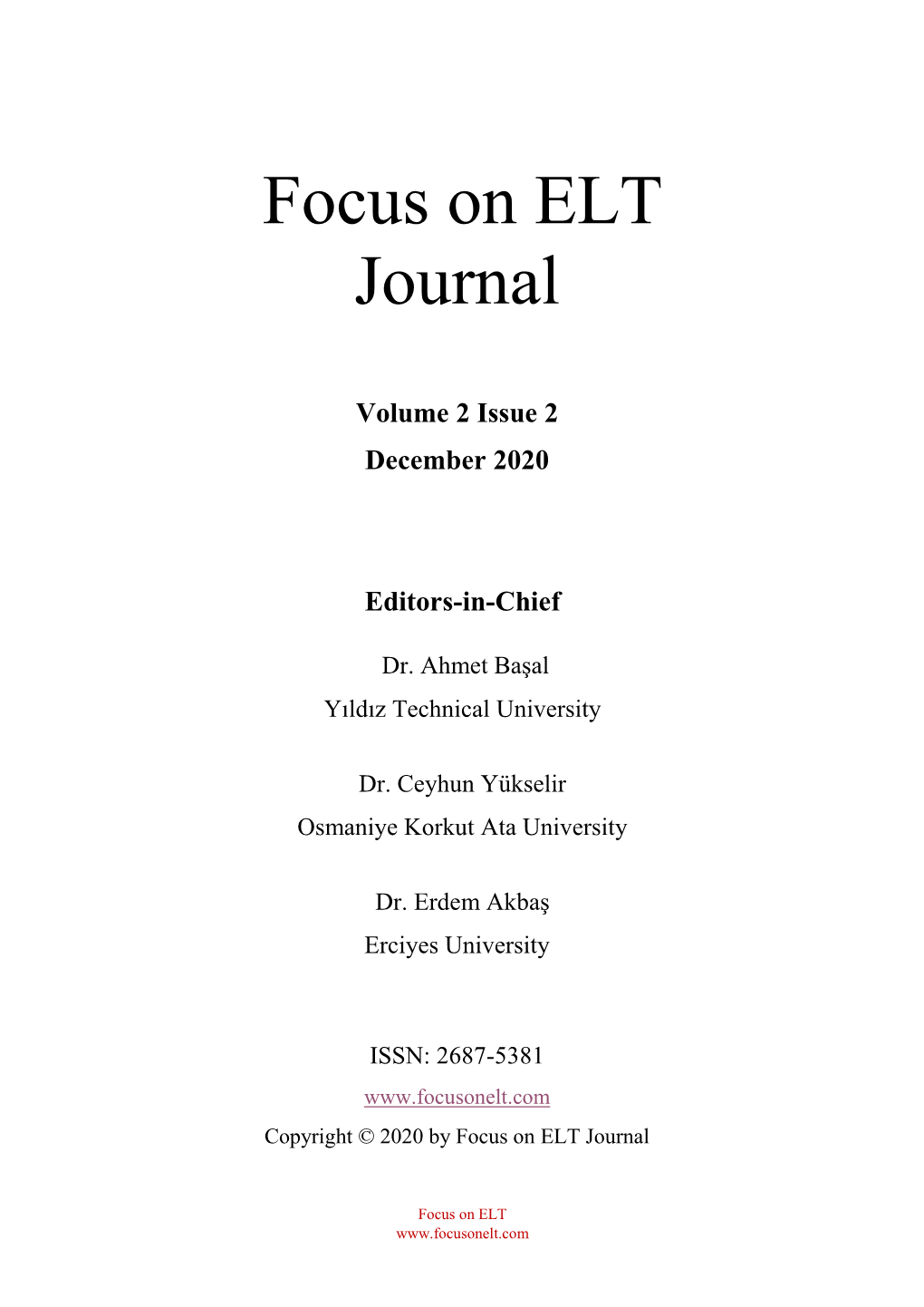 Focus on ELT Journal