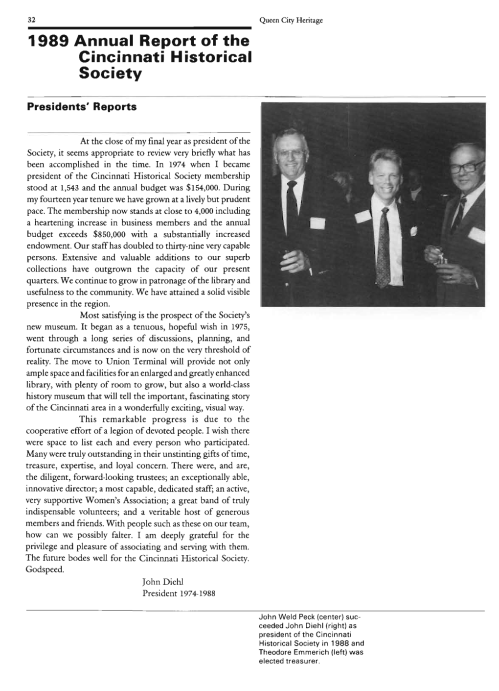 The 1989 Annual Report of the Cincinnati Historical Society