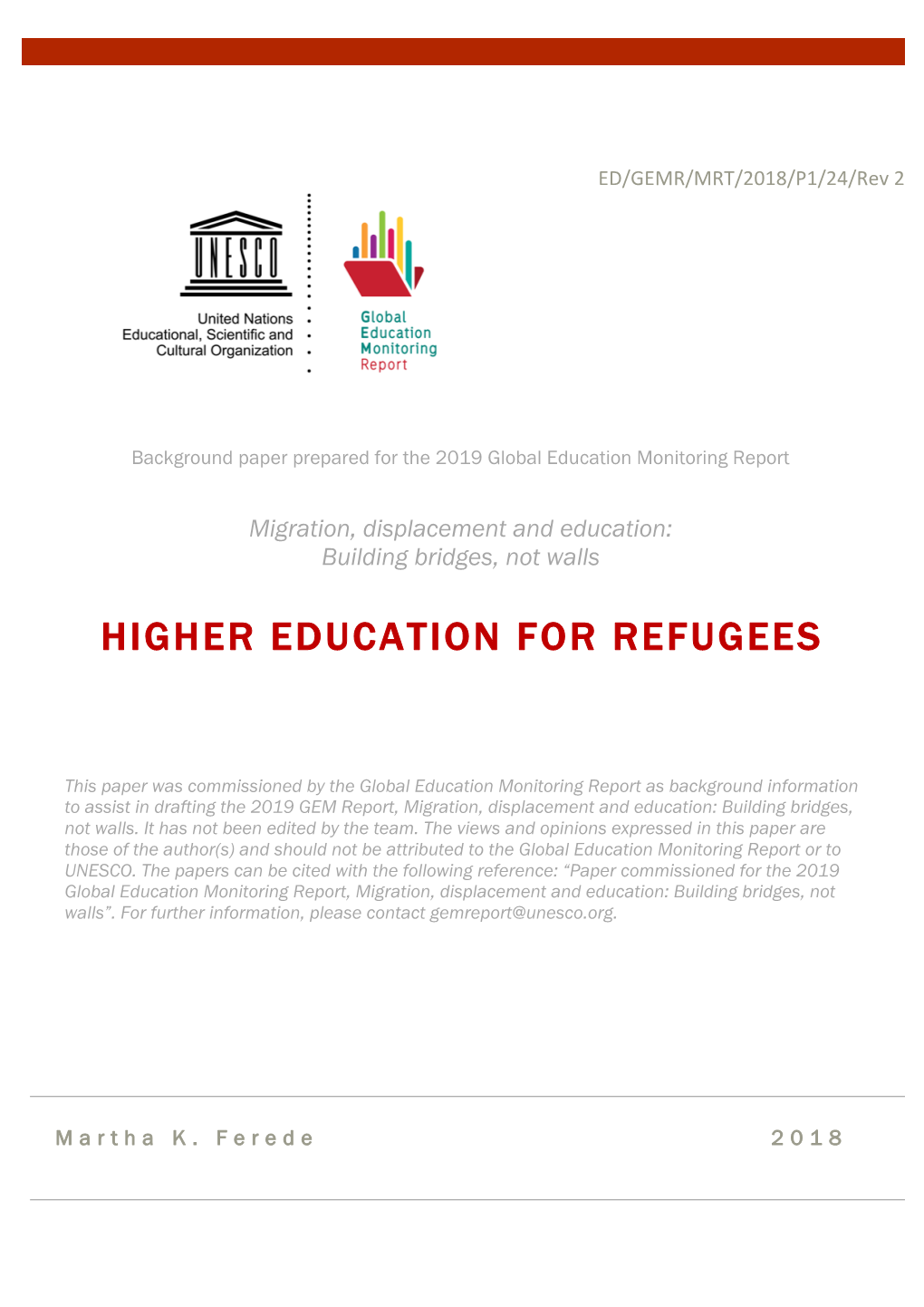 Higher Education for Refugees