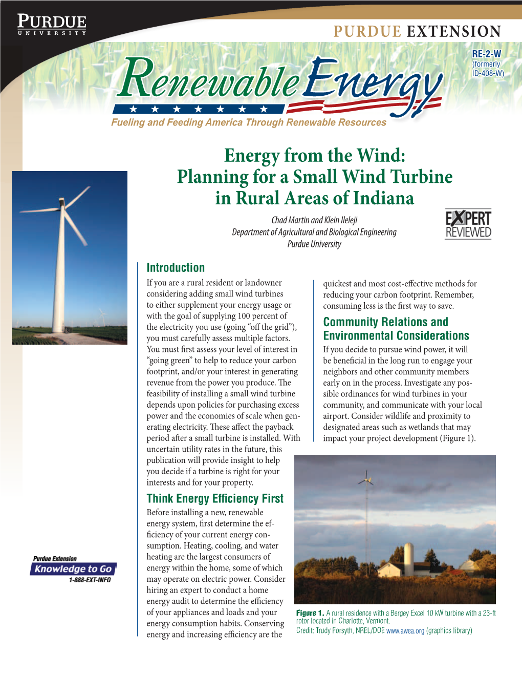 Energy from the Wind: Planning for a Small Wind Turbine in Rural Areas of Indiana