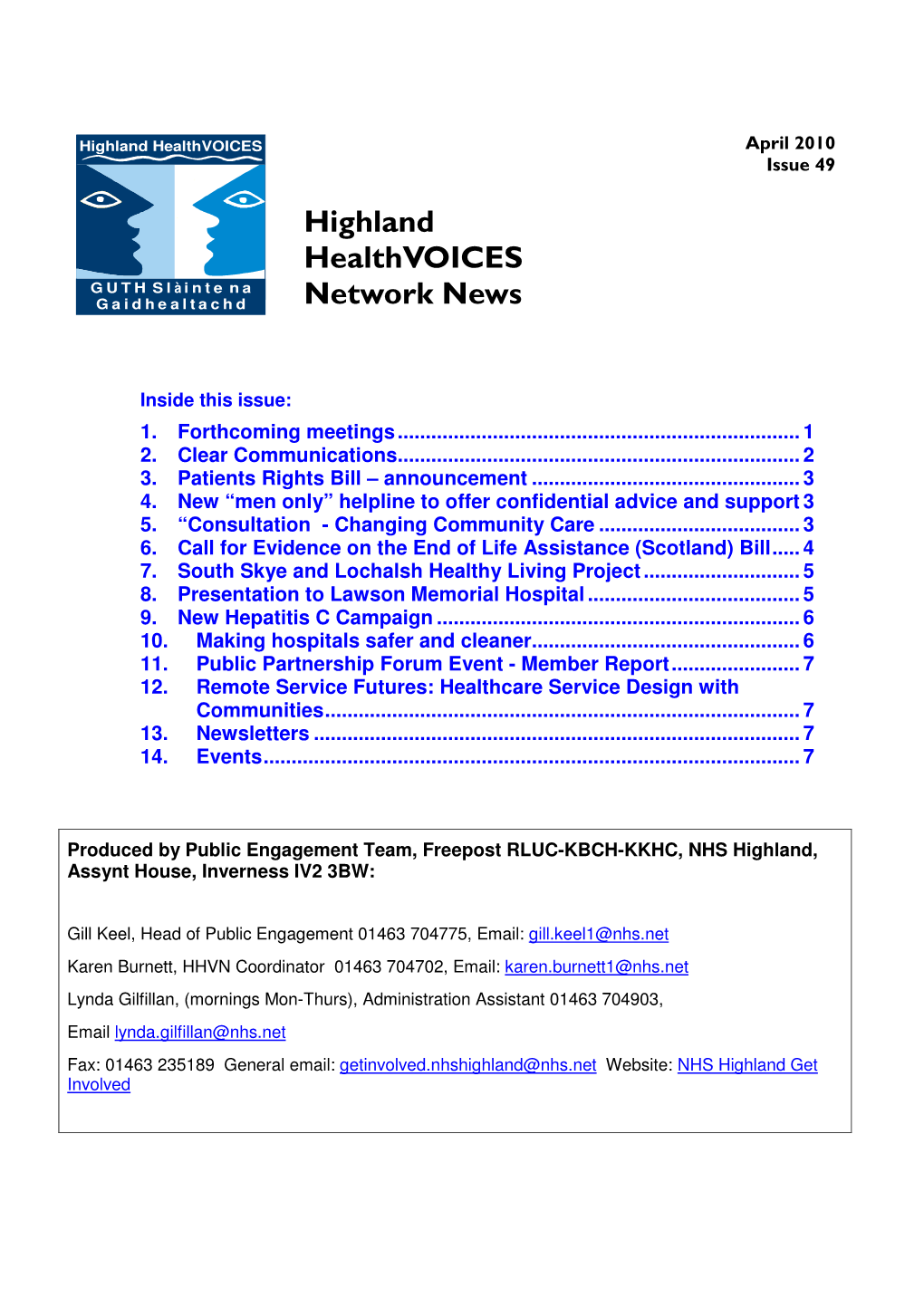Highland Healthvoices Network News