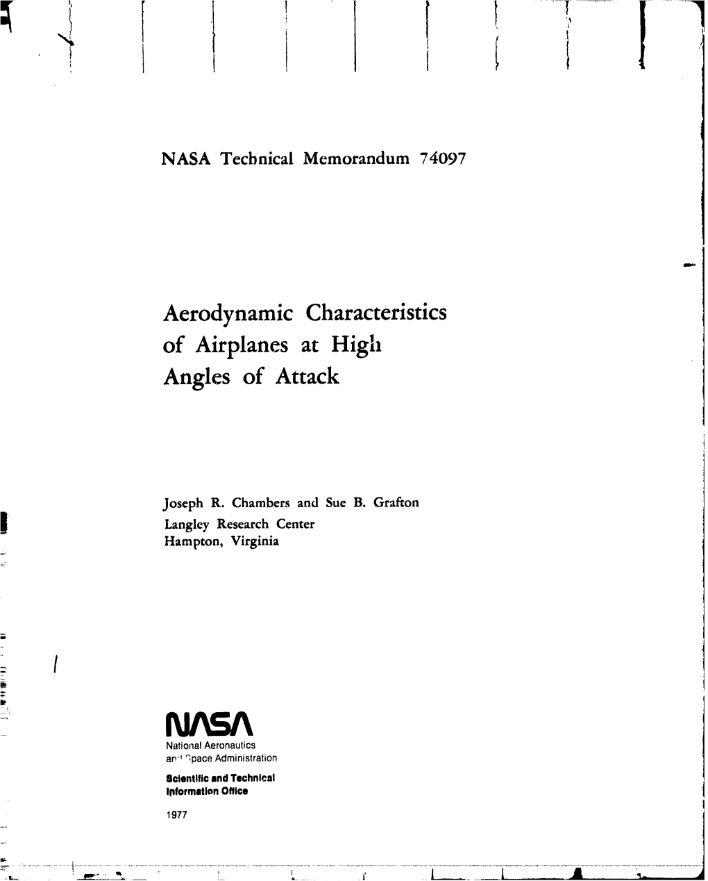 Aerodynamic Characteristics of Airplanes at High Angles of Attack
