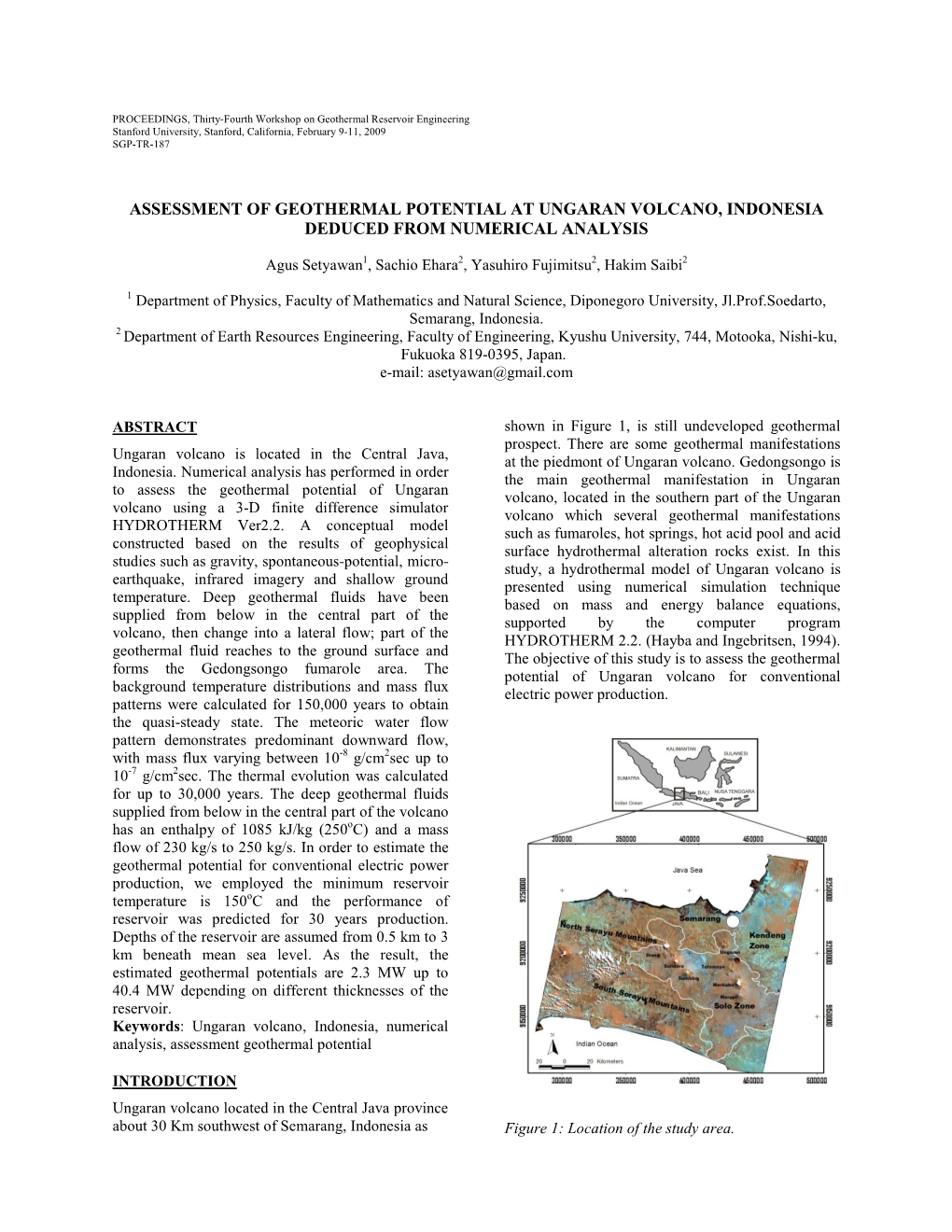 Assessment of Geothermal Potential at Ungaran Volcano, Indonesia Deduced from Numerical Analysis