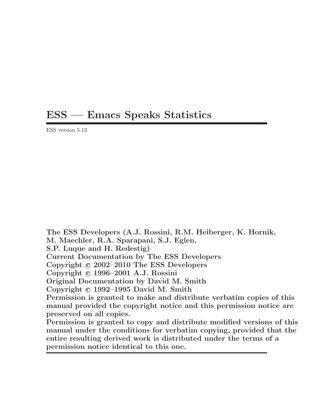 ESS — Emacs Speaks Statistics