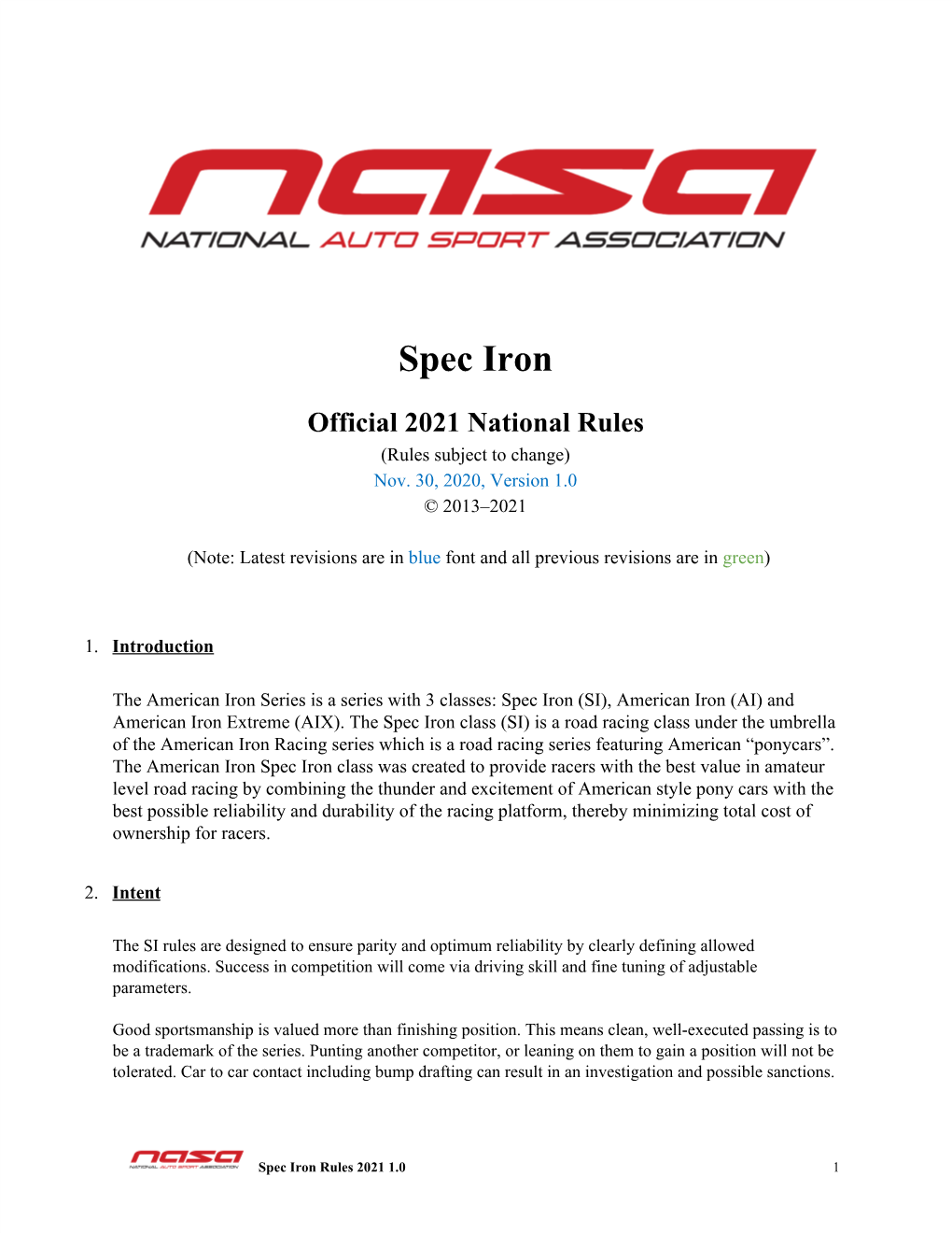 Spec Iron Rules 2021 1.0 1 ​