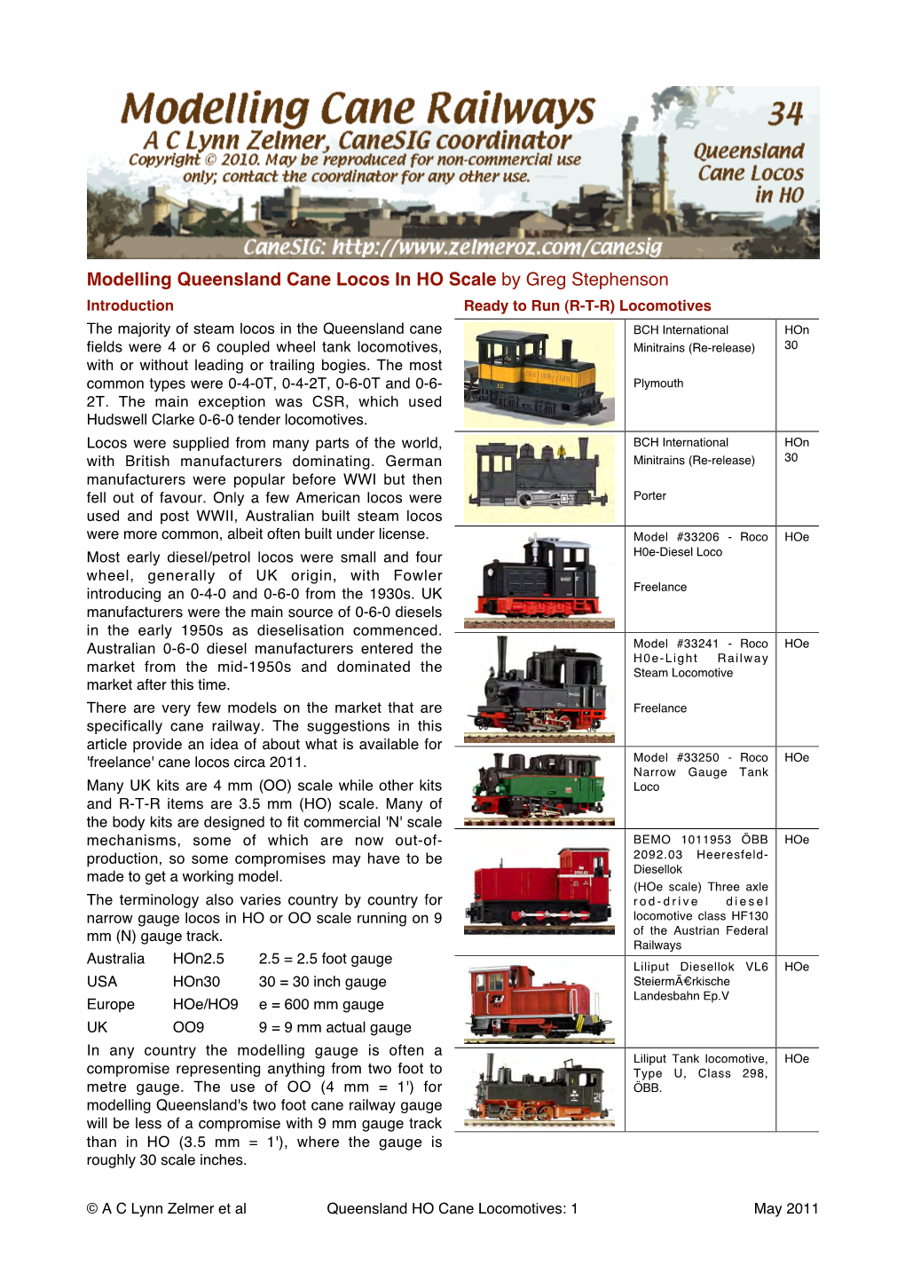 Modelling Queensland Cane Locos in HO Scale by Greg Stephenson