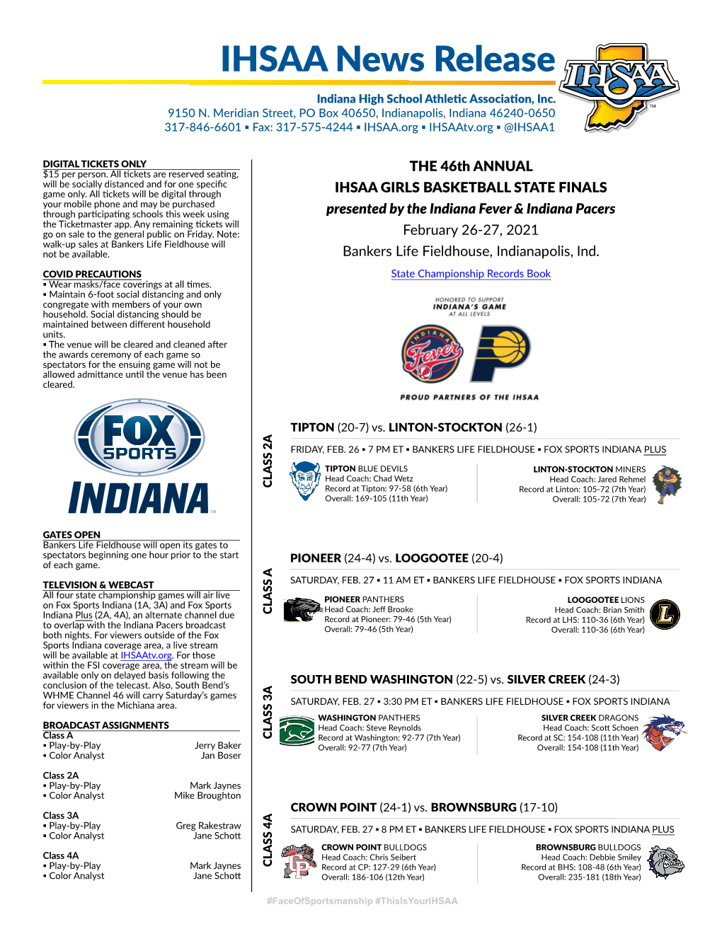 IHSAA News Release