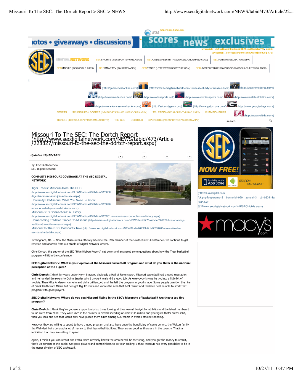 The Dortch Report > SEC > NEWS