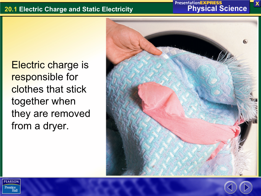 Electric Charge Is Responsible for Clothes That Stick Together When They Are Removed from a Dryer. 20.1 Electric Charge and Static Electricity Electric Charge