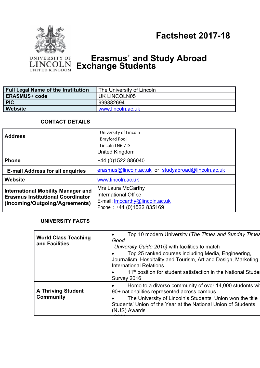 Erasmus+ and Study Abroad Exchange Students