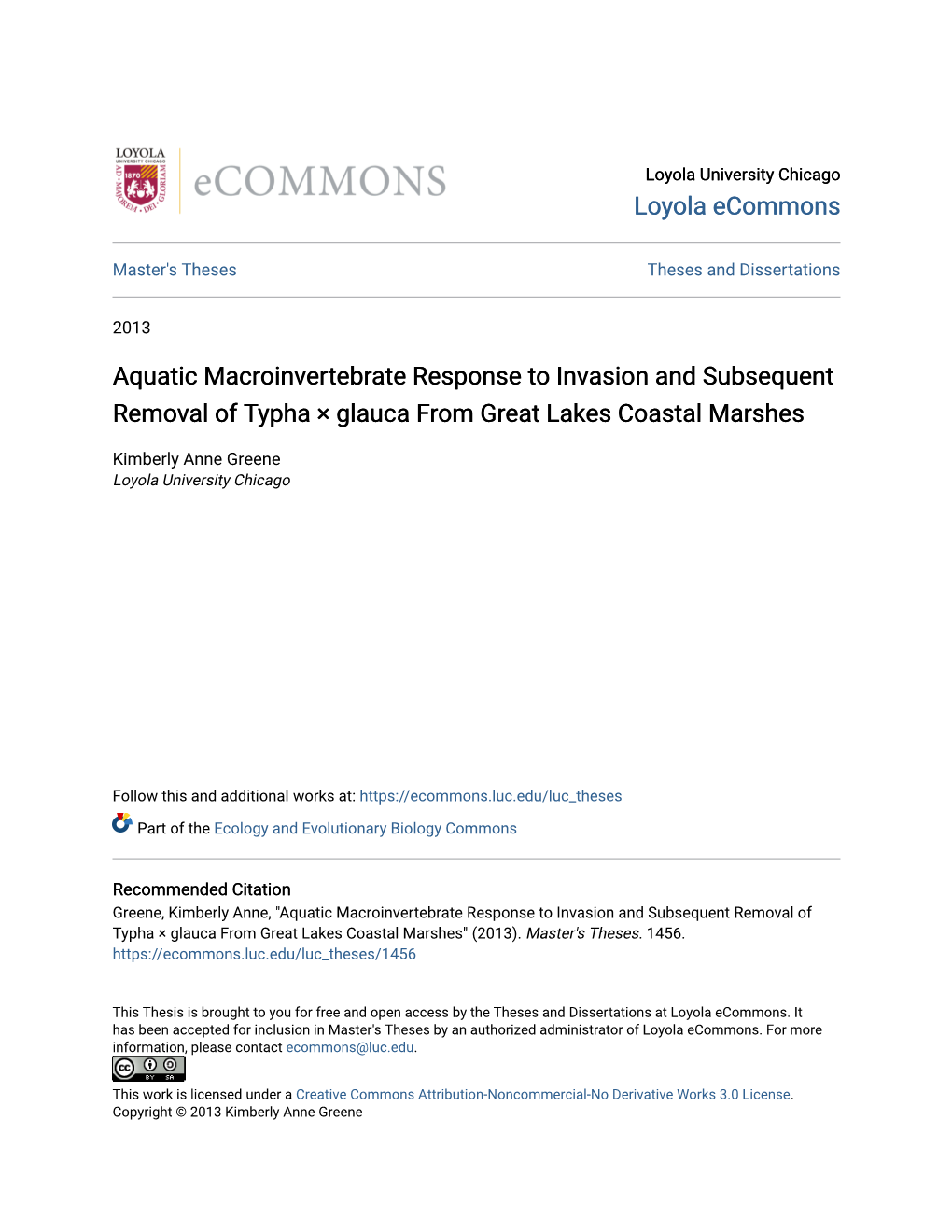 Aquatic Macroinvertebrate Response to Invasion and Subsequent Removal of Typha × Glauca from Great Lakes Coastal Marshes