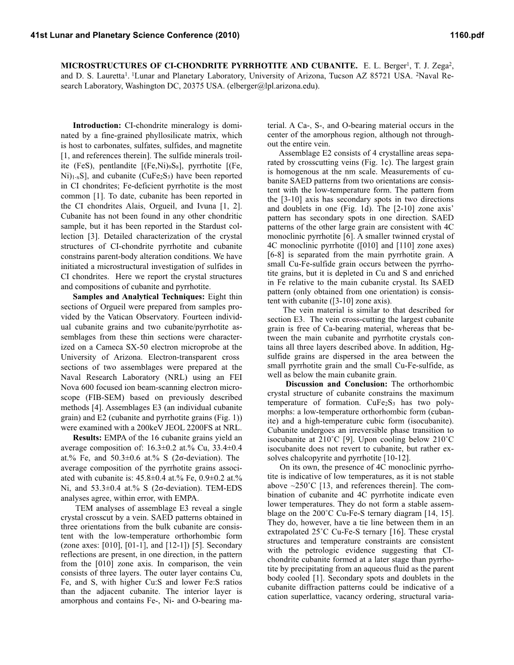 Microstructures of Ci-Chondrite Pyrrhotite and Cubanite