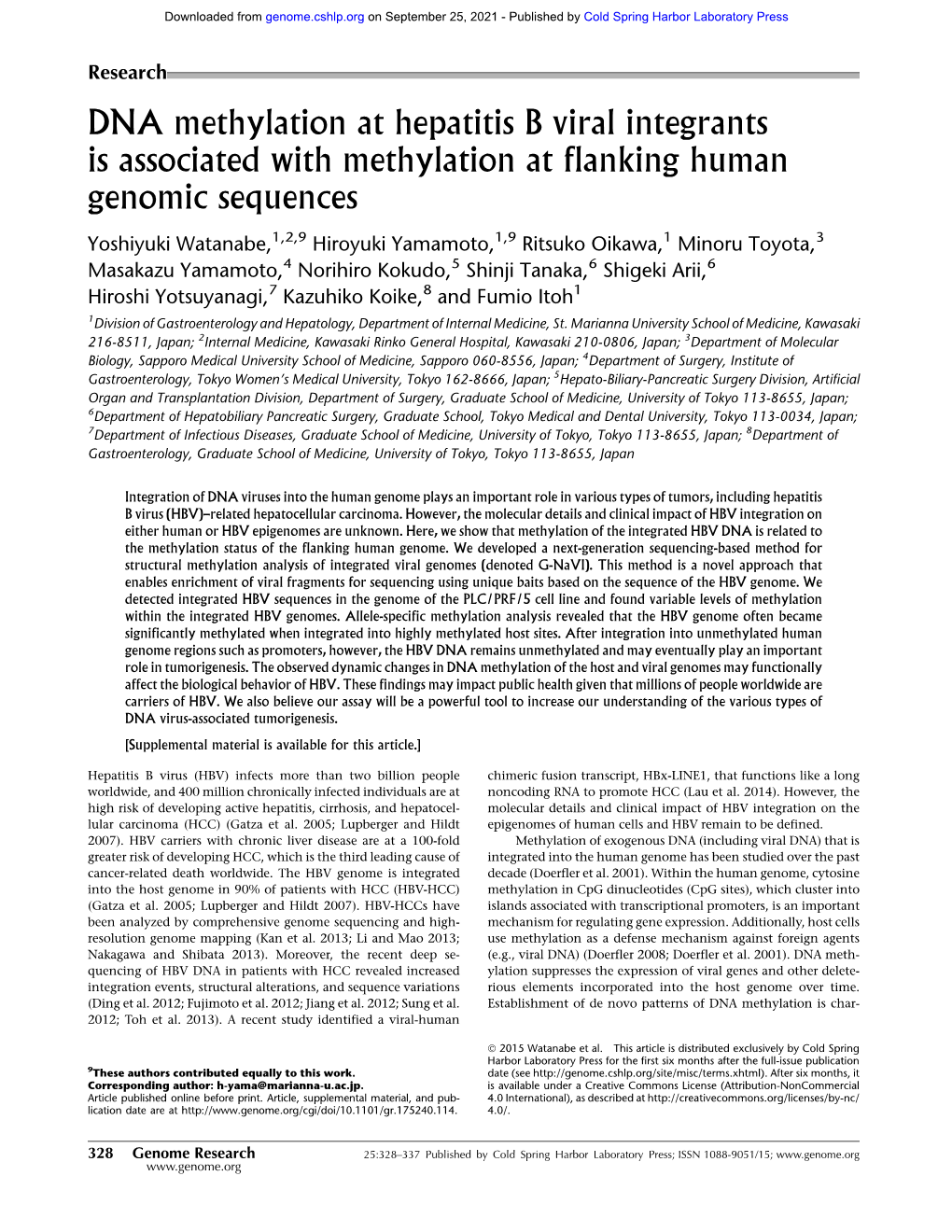 DNA Methylation at Hepatitis B Viral Integrants Is Associated with Methylation at Flanking Human Genomic Sequences