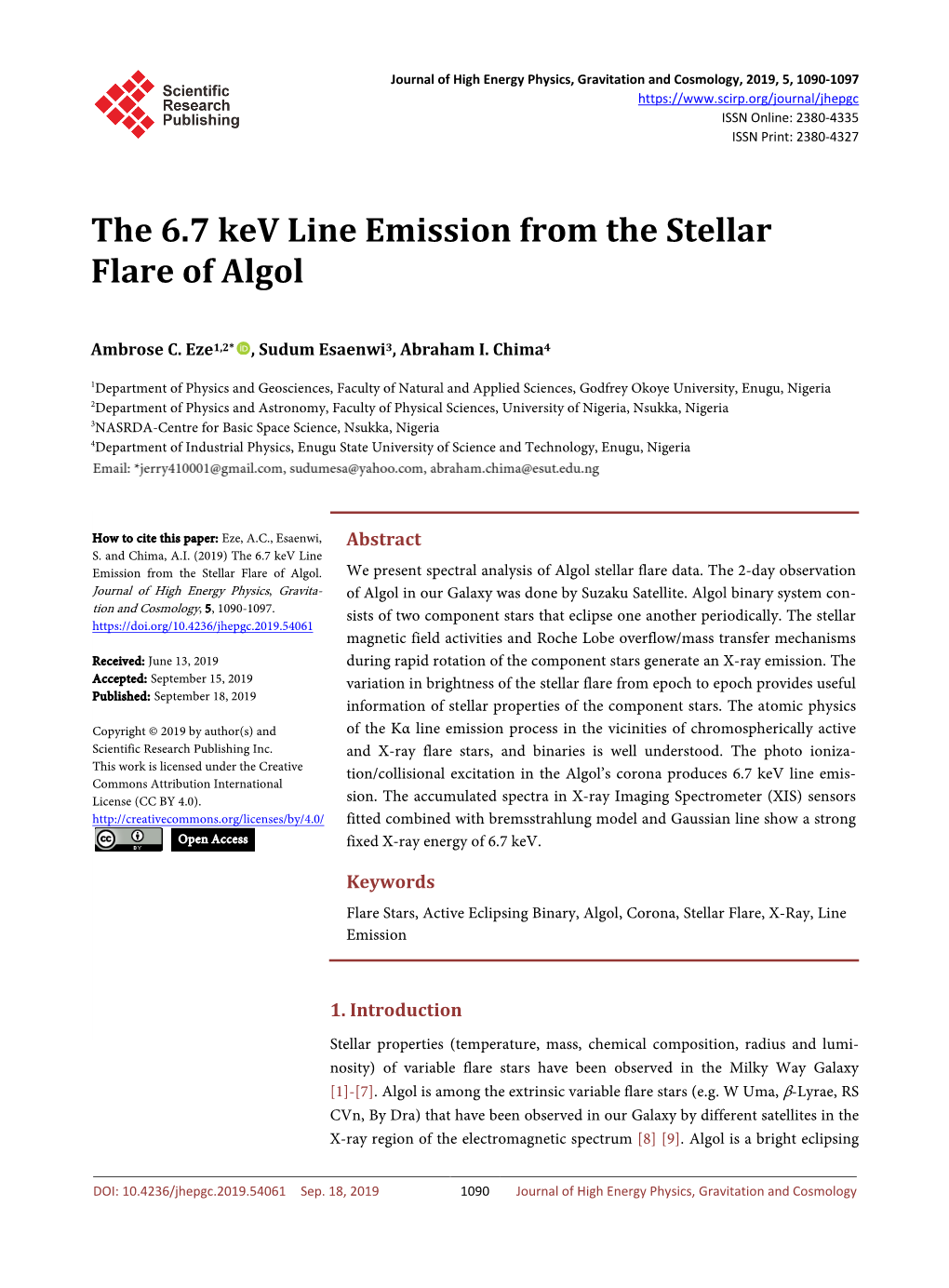 The 6.7 Kev Line Emission from the Stellar Flare of Algol