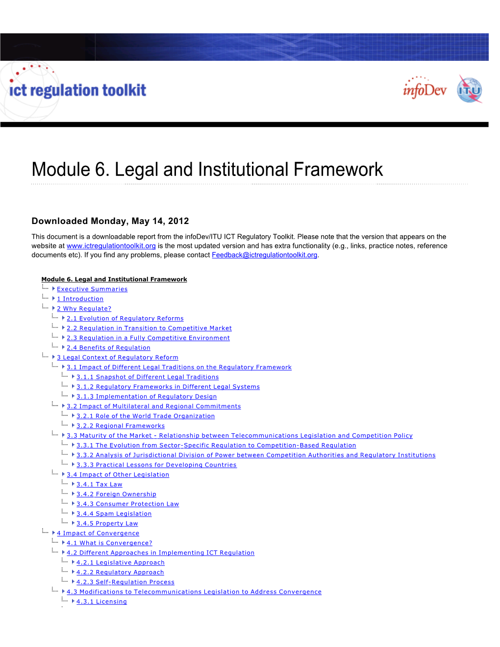 Module 6. Legal and Institutional Framework