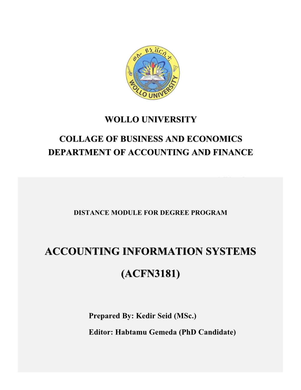 Accounting Information Systems (Acfn3181)