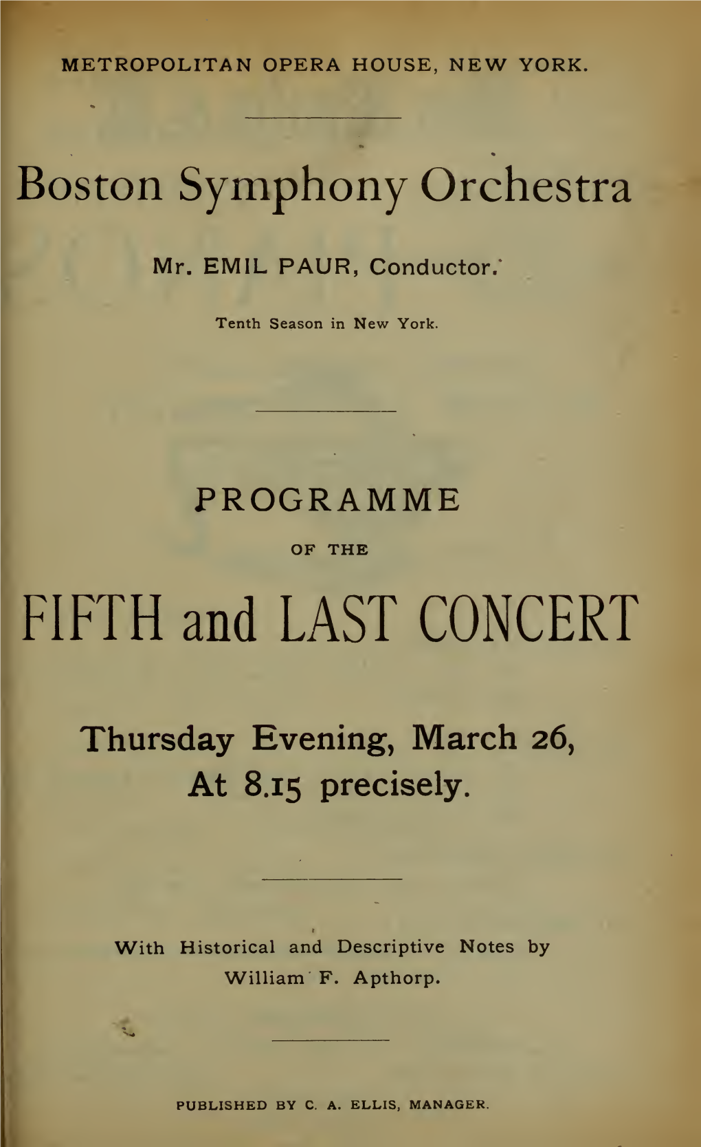 Boston Symphony Orchestra Concert Programs, Season 15, 1895-1896, Trip