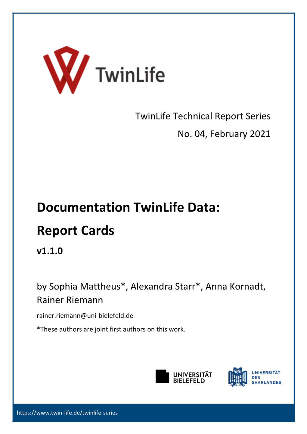 Documentation Twinlife Data: Report Cards V1.1.0