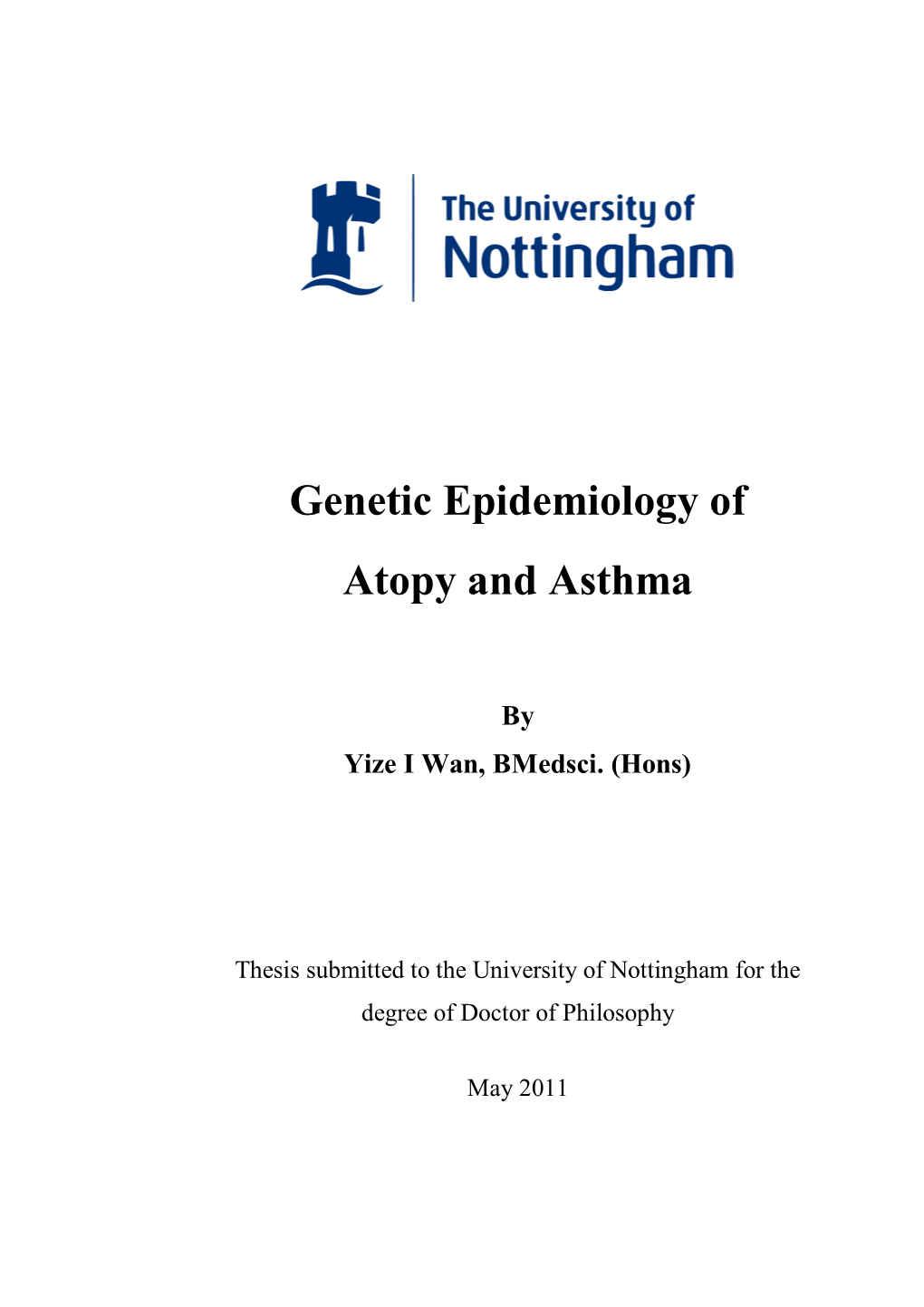 Genetic Epidemiology of Atopy and Asthma