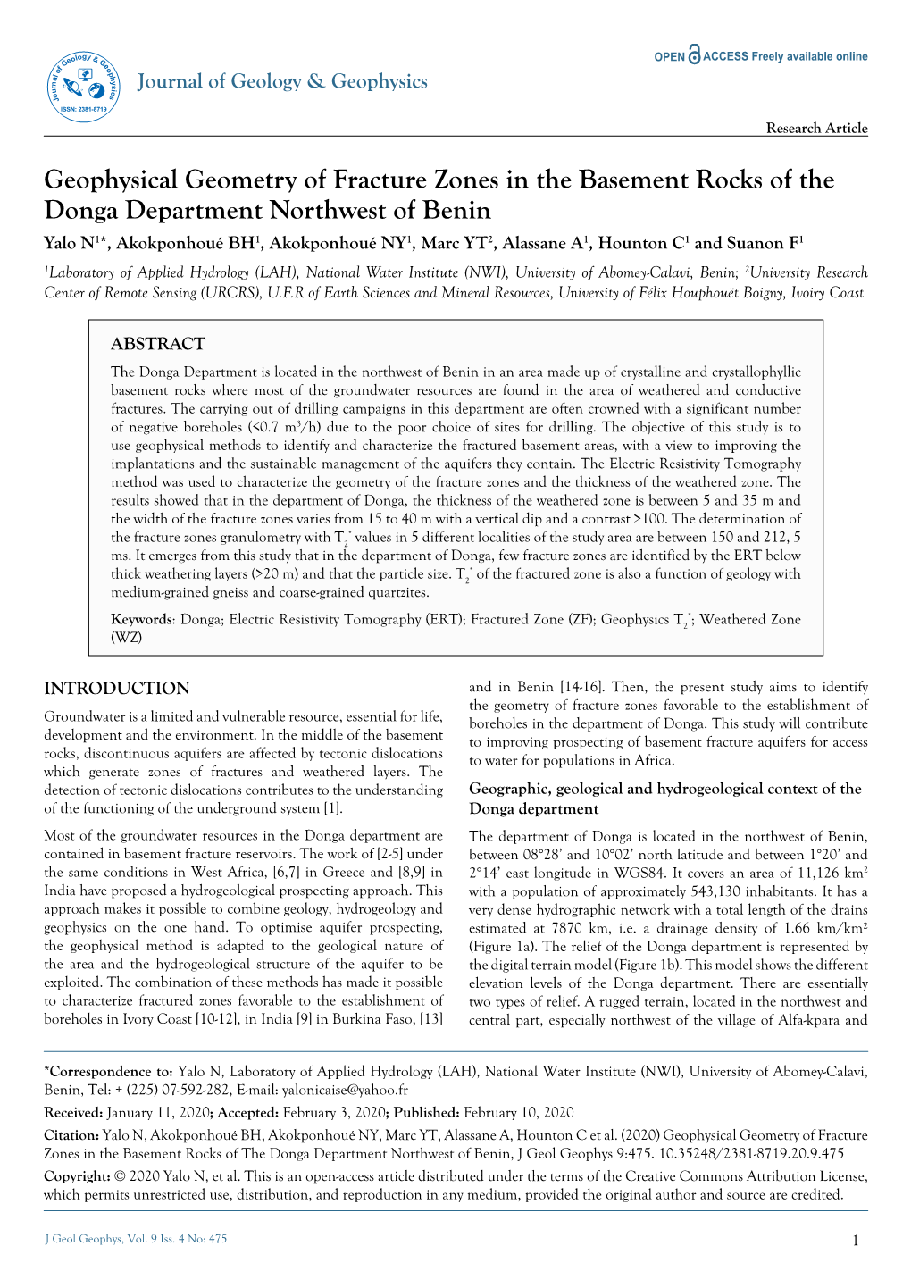 Geophysical Geometry of Fracture Zones in the Basement Rocks of The