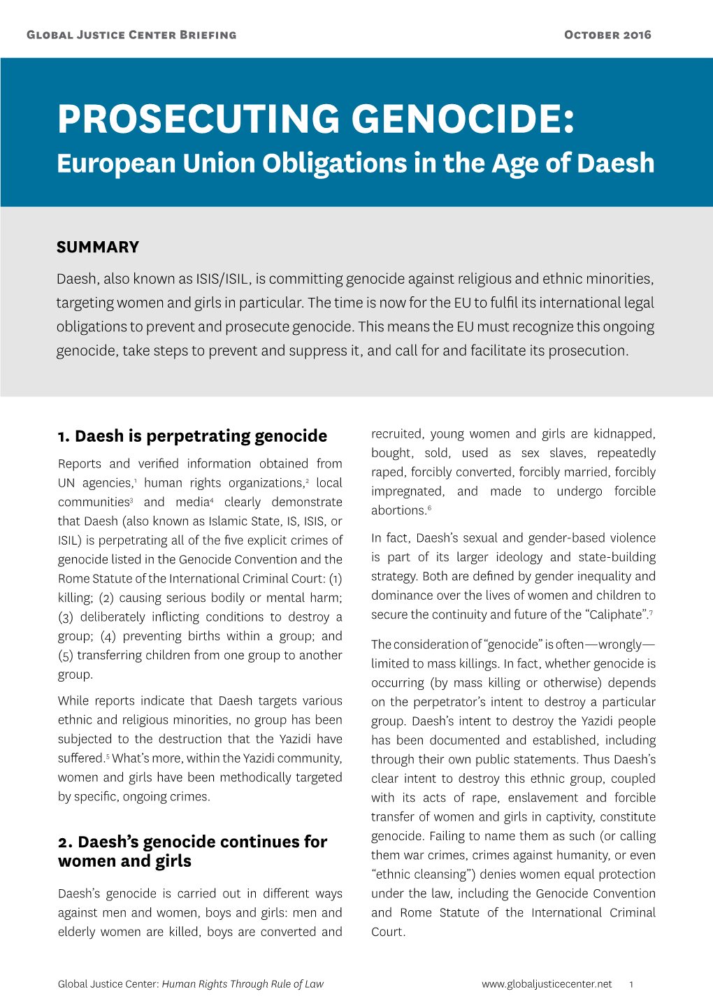 PROSECUTING GENOCIDE: European Union Obligations in the Age of Daesh