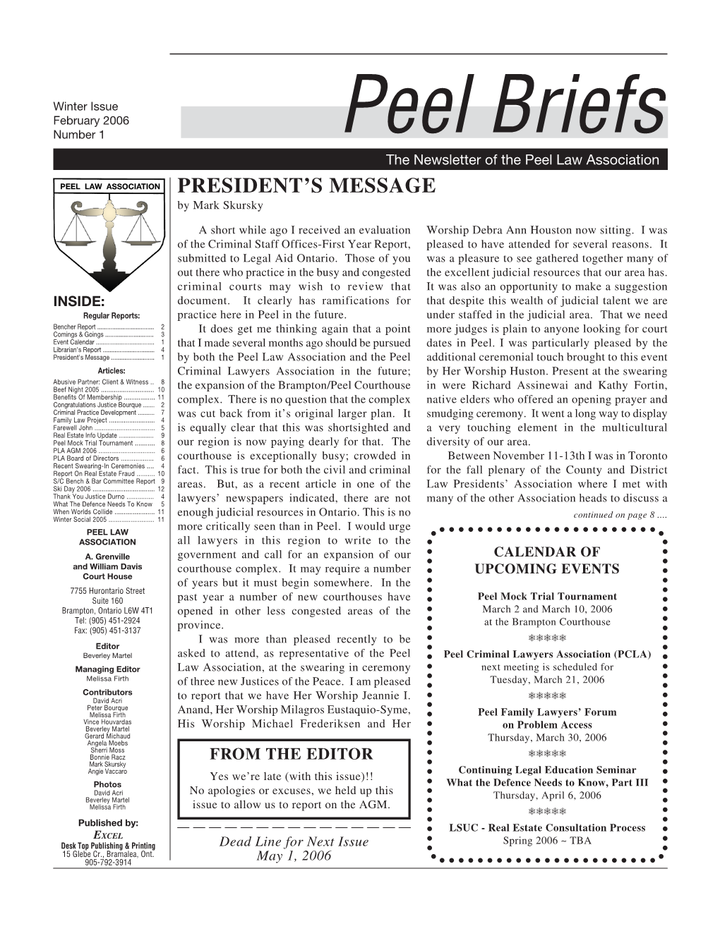 Peel Briefs the Newsletter of the Peel Law Association