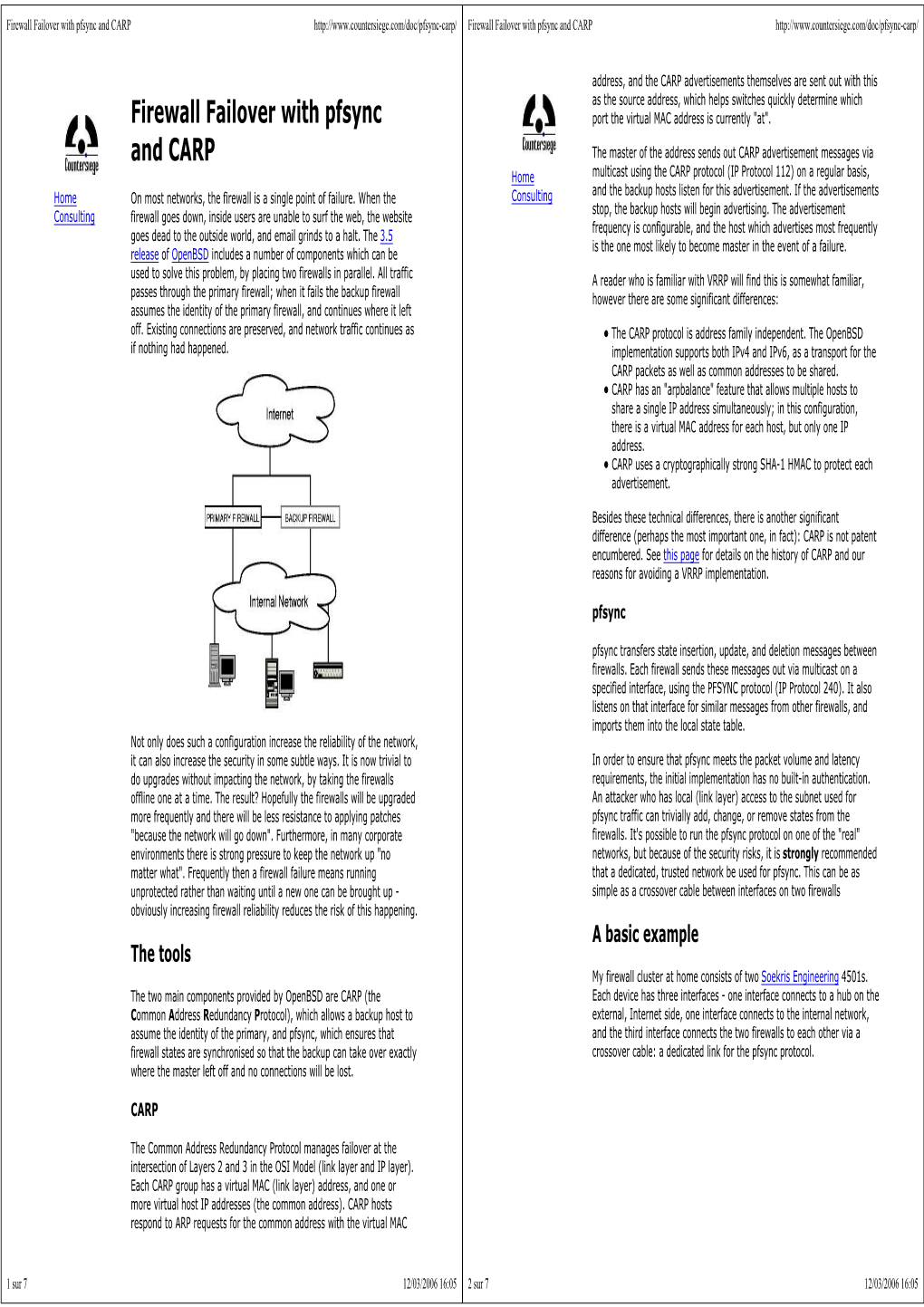 Firewall Failover with Pfsync and CARP