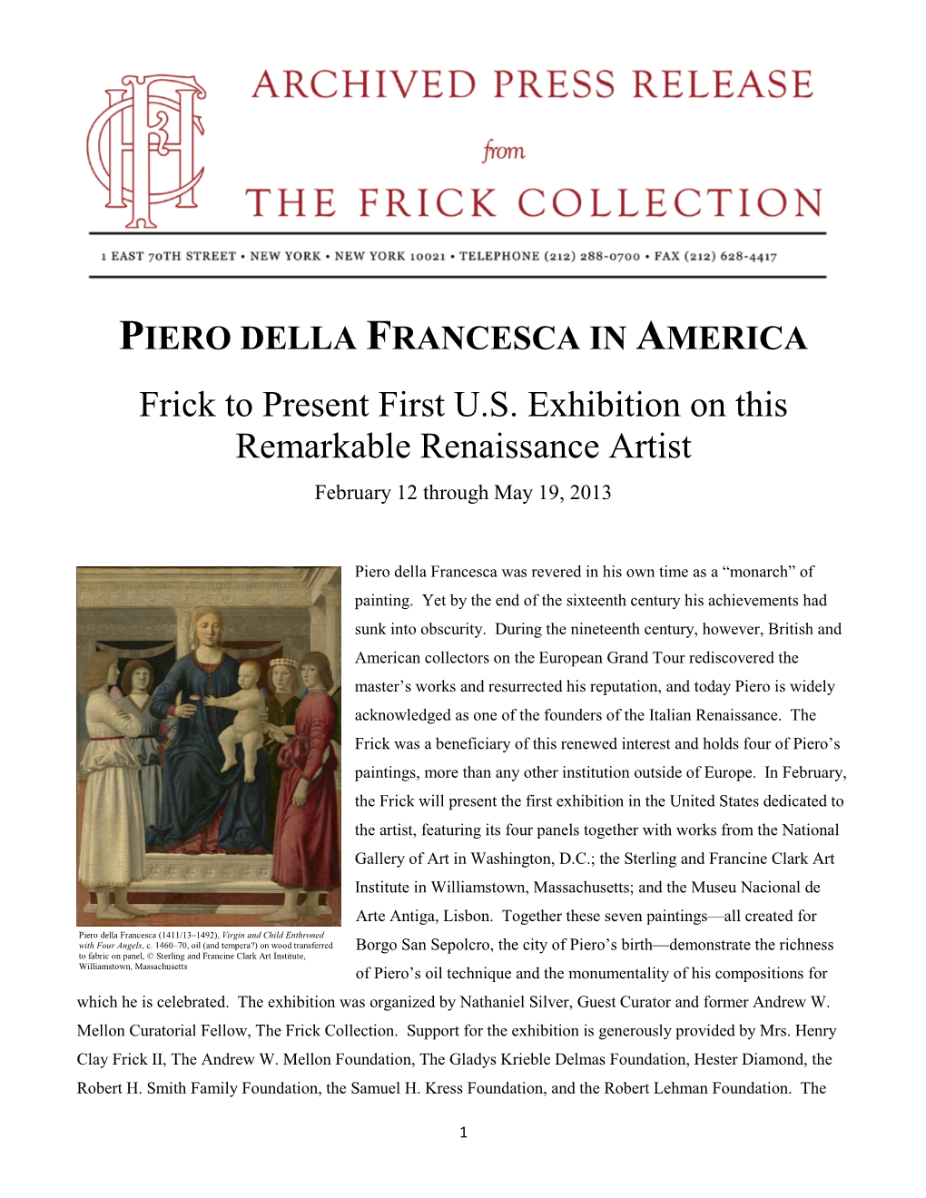 Frick to Present First U.S. Exhibition on This Remarkable Renaissance Artist