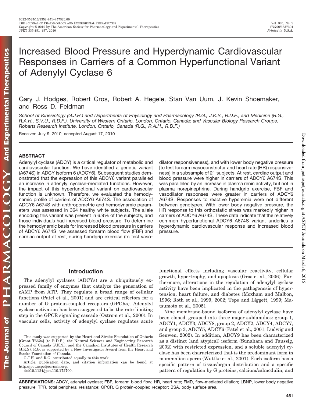 Increased Blood Pressure and Hyperdynamic Cardiovascular Responses in Carriers of a Common Hyperfunctional Variant of Adenylyl Cyclase 6