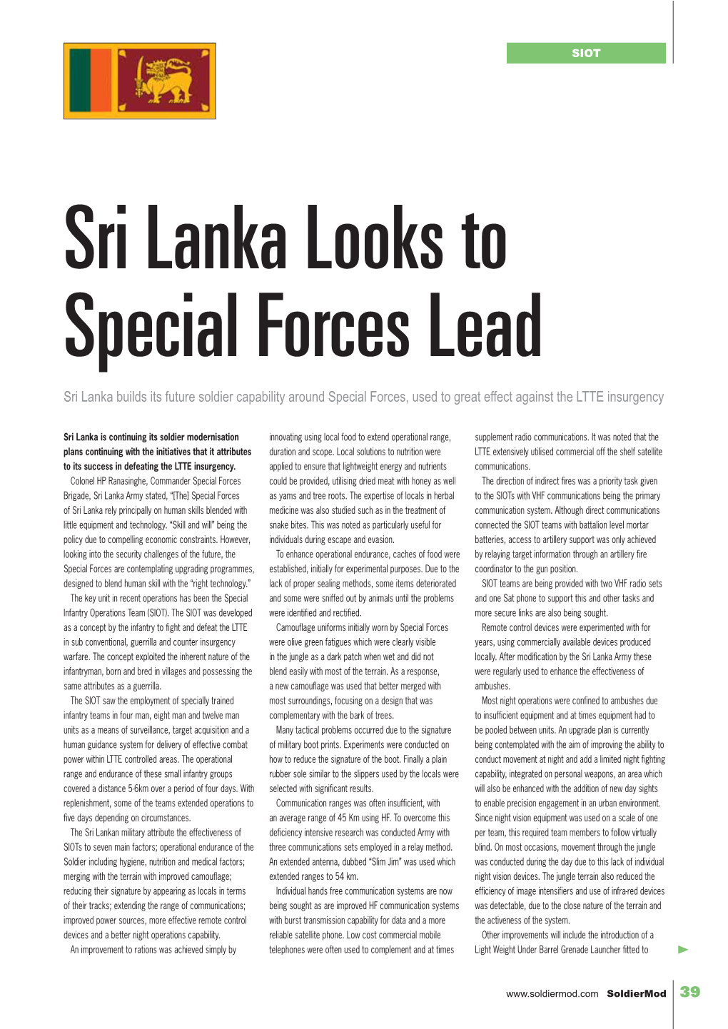 Sri Lanka Builds Its Future Soldier Capability Around Special Forces, Used to Great Effect Against the LTTE Insurgency