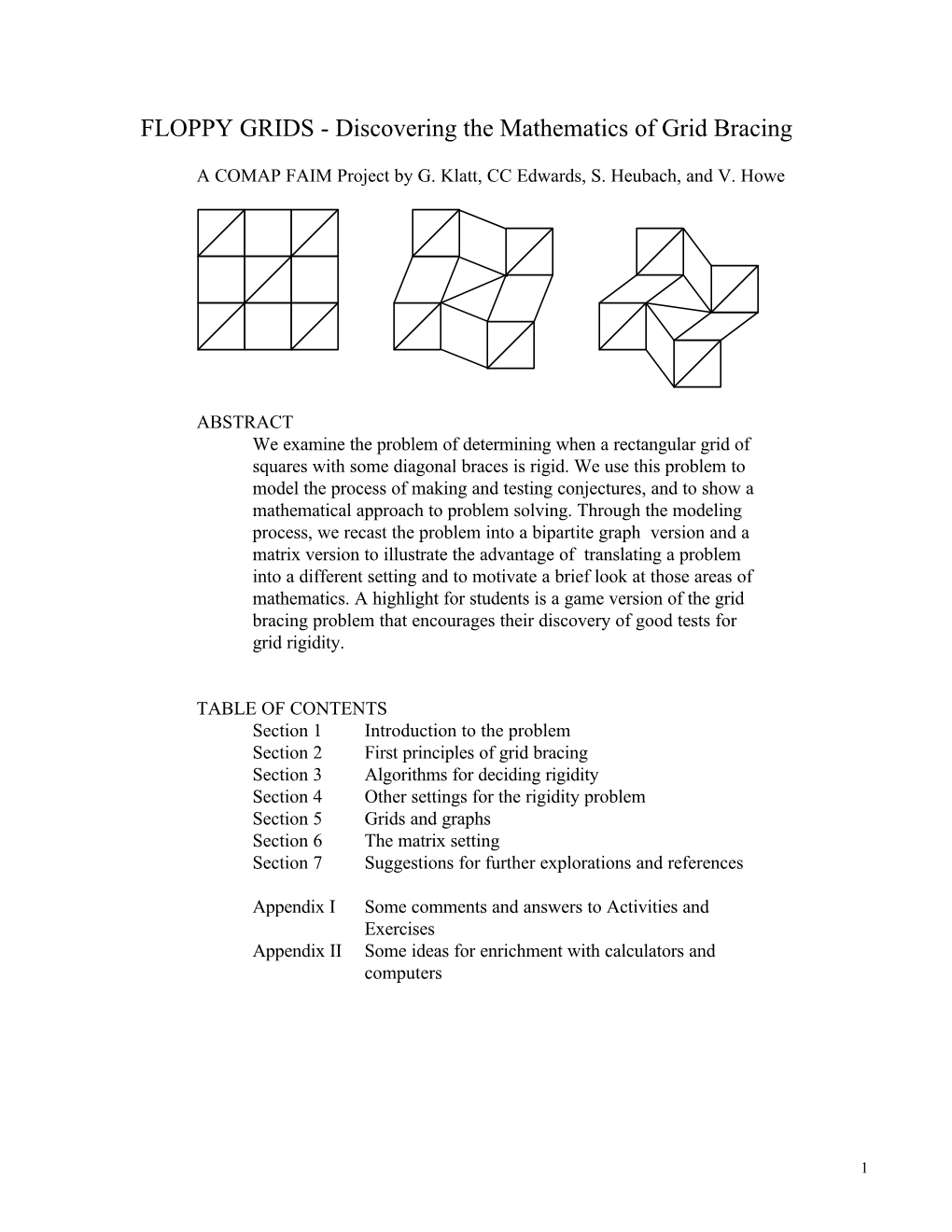 FLOPPY GRIDS - Discovering the Mathematics of Grid Bracing