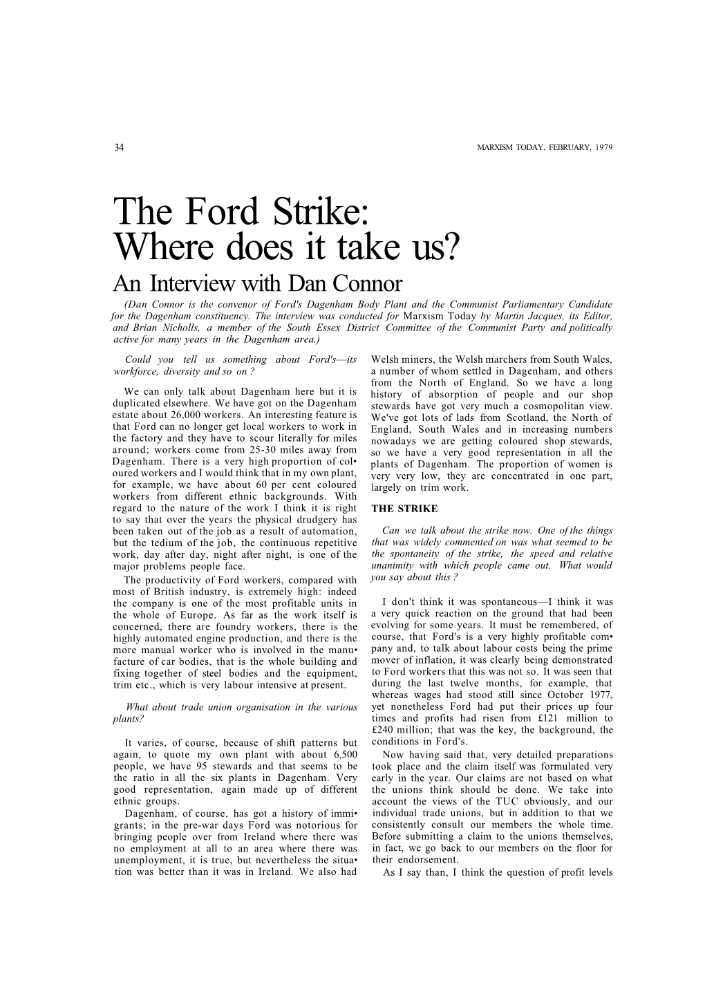 The Ford Strike: Where Does It Take
