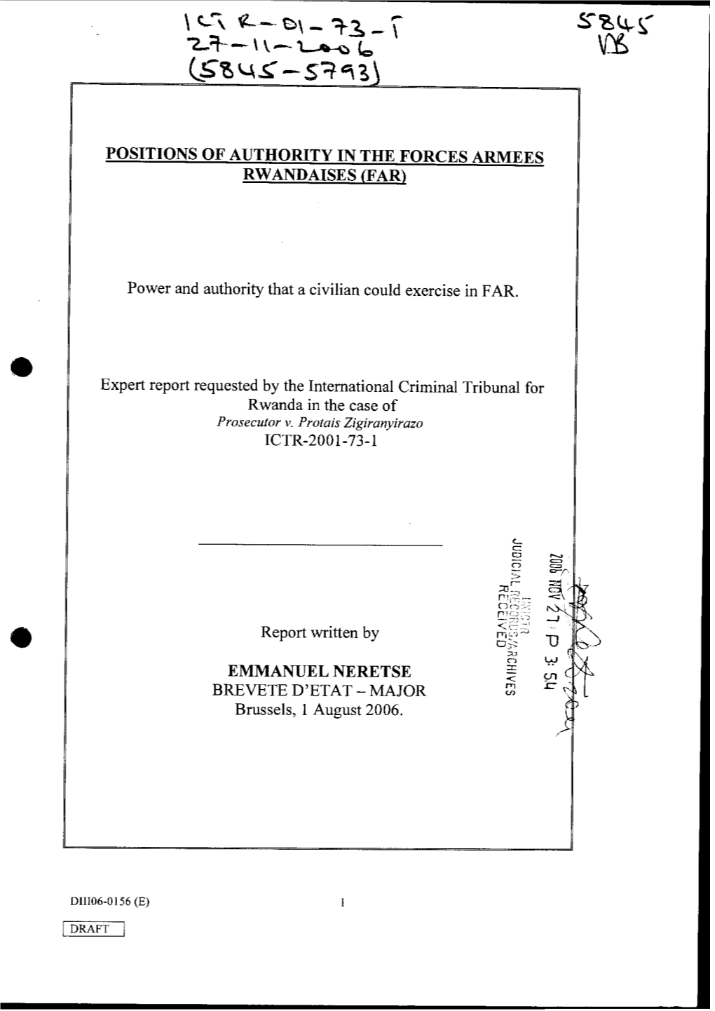 Positions of Authority in the Forces Armees Rwandaises (Far)