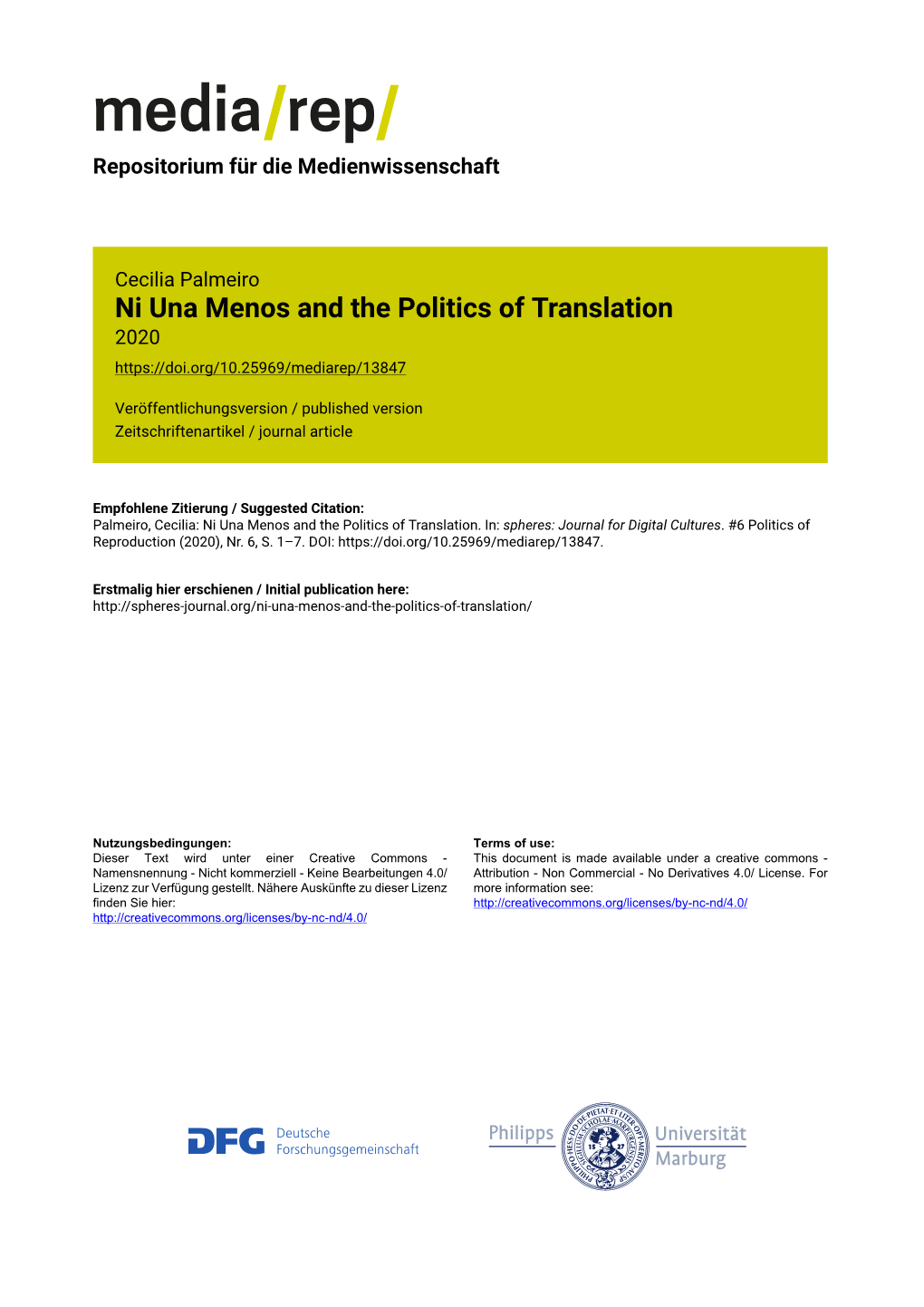 Ni Una Menos and the Politics of Translation 2020