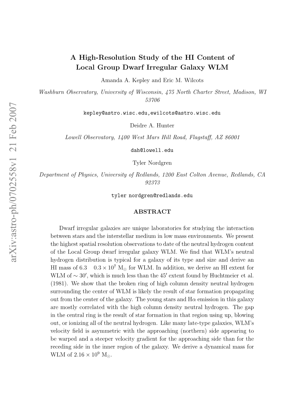 A High-Resolution Study of the HI Content of Local Group Dwarf