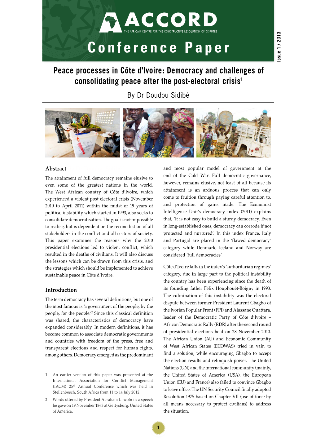 Peace Processes in Côte D'ivoire