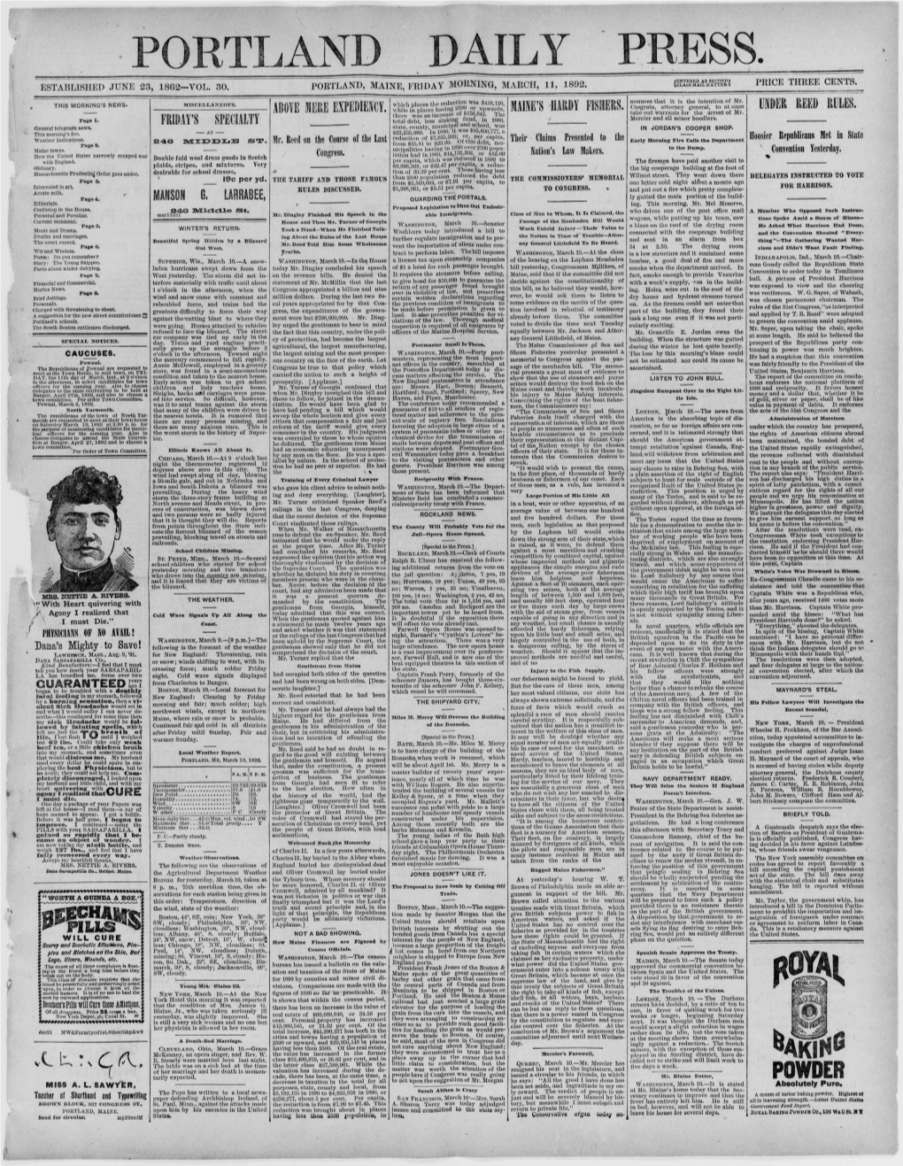 Portland Daily Press: March 11,1892